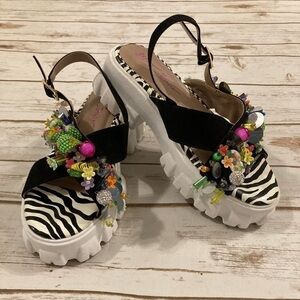Betsey Johnson Jeweled Frankee Sandals 6.5